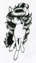 Size: 722x1280 | Tagged: safe, artist:ihmislehma, pony, elfquest, monochrome, moonshade, ponified, solo, traditional art