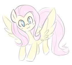 Size: 1280x1151 | Tagged: safe, artist:pegacornss, fluttershy, g4, :3, cute, female, heart eyes, looking at you, smiling, solo, spread wings, wingding eyes