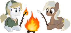 Size: 5030x2404 | Tagged: safe, artist:anearbyanimal, artist:plone, earth pony, pony, epona, female, fire, high res, hilarious in hindsight, link, mare, marshmallow, ponified, roasting, simple background, the legend of zelda, transparent background, vector
