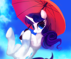 Size: 1195x1000 | Tagged: safe, artist:uher0, rarity, pony, unicorn, g4, alternate hairstyle, female, mare, solo, umbrella, underhoof