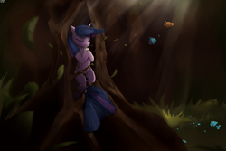 Size: 2400x1600 | Tagged: safe, artist:des1597, twilight sparkle, butterfly, g4, belly, female, solo