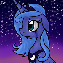 Size: 2000x2000 | Tagged: safe, artist:katkakakao, princess luna, g4, female, floppy ears, high res, s1 luna, solo