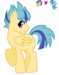 Size: 618x790 | Tagged: safe, artist:unoriginai, oc, unnamed oc, pony, crack shipping, cute, heart, icon, male, offspring, parent:flash sentry, parent:sonata dusk, parents:senata, pointy ponies, ponified, simple background, stallion, white background