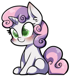 Size: 808x871 | Tagged: safe, artist:voraire, sweetie belle, pony, g4, cute, diasweetes, female, simple background, sitting, solo, transparent background
