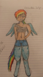 Size: 1836x3264 | Tagged: safe, artist:xxrinalovesyouxx, oc, oc only, oc:prism, satyr, lined paper, offspring, parent:rainbow dash, solo, traditional art