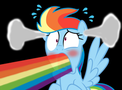 Size: 2304x1694 | Tagged: safe, artist:greenmachine987, rainbow dash, pegasus, pony, g4, black background, blushing, derp, female, mare, rainbow, simple background, solo, spicy, spread wings, steam, sweat, sweatdrop, wat, wide eyes, wings