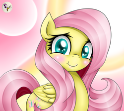 Size: 1500x1340 | Tagged: safe, artist:lielie, fluttershy, pegasus, pony, g4, :t, blushing, cute, eyelashes, female, looking at you, mare, pixiv, pouting, shyabetes, smiling, solo