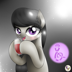 Size: 1300x1300 | Tagged: safe, artist:lielie, octavia melody, pony, g4, female, glass, looking at you, pixiv, solo