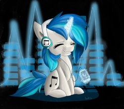 Size: 1024x896 | Tagged: safe, artist:pprinceran, dj pon-3, vinyl scratch, g4, female, headphones, magic, solo