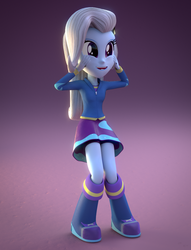 Size: 864x1130 | Tagged: safe, artist:3d thread, artist:creatorofpony, artist:pika-robo, trixie, equestria girls, g4, 3d, 3d model, blender, boots, clothes, excited, female, hoodie, skirt, smiling, solo, sweater, teenager