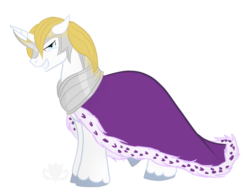 Size: 1010x791 | Tagged: safe, artist:stagetechyart, prince blueblood, pony, unicorn, g4, armor, clothes, evil grin, floppy ears, grin, male, royal cape, simple background, smiling, solo, transparent background, unicorn tribe, unicornia