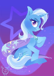 Size: 600x849 | Tagged: safe, artist:mmishee, trixie, pony, unicorn, g4, cutie mark, cutie mark background, female, hooves, horn, lineless, mare, sitting, solo