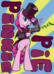 Size: 1200x1650 | Tagged: safe, artist:algedor, pinkie pie, earth pony, pony, g4, bipedal, female, magician, solo