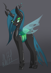 Size: 1495x2120 | Tagged: safe, artist:lone-wolf2011, queen chrysalis, changeling, changeling queen, g4, crown, female, jewelry, regalia, solo