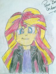 Size: 1024x1365 | Tagged: safe, artist:brandonale, sunset shimmer, equestria girls, g4, female, solo, traditional art