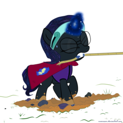 Size: 894x894 | Tagged: safe, artist:maxressor, oc, oc only, oc:nyx, alicorn, pony, fanfic:past sins, alicorn oc, cape, clothes, cmc cape, dirty, eyes closed, female, filly, glasses, gritted teeth, magic, mouth hold, mud, raised hoof, simple background, solo, telekinesis, transparent background, vector
