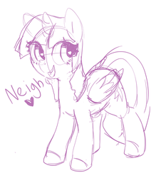 Size: 674x722 | Tagged: safe, artist:mewball, twilight sparkle, alicorn, pony, g4, cute, female, heart, horse noises, horses doing horse things, mare, monochrome, neigh, open mouth, simple background, sketch, smiling, solo, twiabetes, twilight sparkle (alicorn), white background