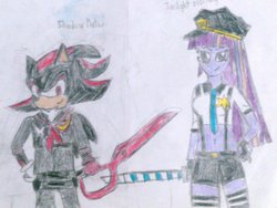 Size: 1024x768 | Tagged: safe, artist:brandonale, twilight sparkle, equestria girls, g4, anarchy stocking, cosplay, crossover, kill la kill, male, panty and stocking with garterbelt, ryuko matoi, shadow the hedgehog, sonic the hedgehog (series), stockinglight, traditional art