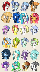 Size: 1600x2872 | Tagged: safe, artist:artguydis, princess celestia, princess luna, oc, oc:backy, oc:bubblepop, oc:disastral, oc:floe, oc:frigid drift, oc:inkie heart, oc:palette swap, oc:thauma disk, alicorn, earth pony, pegasus, pony, unicorn, ask disastral, ask inkie heart, g4, alicorn oc, earth pony oc, horn, pegasus oc, royal sisters, siblings, sisters, unicorn oc, wings