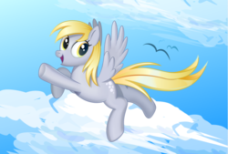 Size: 3000x2022 | Tagged: safe, artist:plsim, derpy hooves, pegasus, pony, g4, female, flying, high res, mare, solo