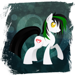 Size: 901x916 | Tagged: safe, artist:rariedash, oc, oc only, oc:trance sequence, earth pony, pony, cutie mark, cutie mark background, grin, hooves, lineless, male, raised hoof, smiling, solo, stallion, teeth