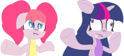 Size: 1475x666 | Tagged: safe, artist:ikuntyphoon, pinkie pie, twilight sparkle, g4, bipedal