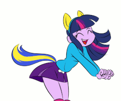 Size: 540x450 | Tagged: safe, artist:ponut_joe edit, edit, twilight sparkle, equestria girls, adorkable, animated, cheerleader, clothes, cute, dancing, dork, ears, eyes closed, female, frame by frame, grin, miniskirt, open mouth, questionable source, sfw edit, simple background, skirt, solo, tail, twiabetes, twilight sparkle (alicorn), white background, wondercolts