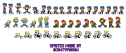 Size: 390x165 | Tagged: safe, artist:ikuntyphoon, bulk biceps, derpy hooves, flash sentry, sunset shimmer, equestria girls, g4, pixel art, snowflake, sprite