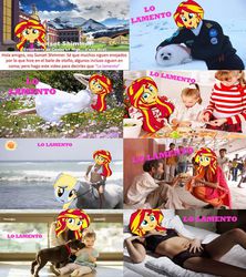 Size: 639x720 | Tagged: safe, derpy hooves, sunset shimmer, equestria girls, g4, canterlot high, south park, spanish, wat