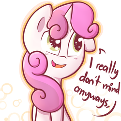 Size: 1000x1000 | Tagged: safe, artist:spikedmauler, sweetie belle, pony, unicorn, g4, female, go ask sweetie belle, reaction image, solo