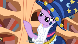 Size: 1366x768 | Tagged: safe, screencap, twilight sparkle, g4, female, meme, solo, youtube caption