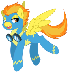 Size: 2076x2171 | Tagged: safe, artist:bumblebun, spitfire, g4, female, flying, goggles, high res, solo, wonderbolts uniform