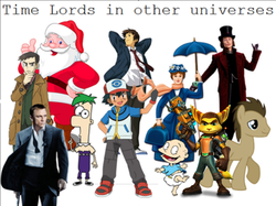 Size: 500x374 | Tagged: safe, doctor whooves, time turner, g4, ash ketchum, charlie and the chocolate factory, doctor who, james bond, johnny depp, kyon, looker, mary poppins, melancholy of haruhi suzumiya, phineas and ferb, pokémon, ratchet, ratchet and clank, roald dahl, rugrats, santa claus, time lord, tommy pickles, wat, willy wonka