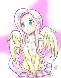 Size: 783x1000 | Tagged: safe, artist:rhythmiccolors, fluttershy, human, g4, clothes, female, humanized, solo, sweater, sweatershy, winged humanization