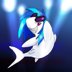 Size: 600x600 | Tagged: safe, artist:kushina13, dj pon-3, vinyl scratch, fish, shark, g4, female, fishified, pixiv, sharkified, solo, species swap, vinyl shark