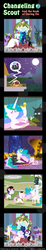 Size: 600x3263 | Tagged: safe, artist:vavacung, princess celestia, princess luna, queen chrysalis, twilight sparkle, oc, alicorn, changeling, pony, comic:changeling-scout, g4, comic, dream, female, mare, pointy ponies, reading, twilight sparkle (alicorn)