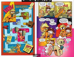 Size: 1057x812 | Tagged: safe, idw, applejack, mayor mare, tadwell, earth pony, pony, g4, spoiler:comic, spoiler:comicff15, comic, female, glasses, idw advertisement, male, mare, preview, stallion, sweat, swirly glasses