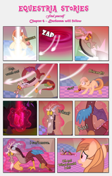 Size: 2429x3824 | Tagged: safe, artist:estories, discord, oc, oc:alice goldenfeather, draconequus, pegasus, pony, comic:find yourself, g4, comic, crystal, glowing, high res