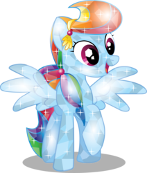 Size: 2141x2524 | Tagged: safe, artist:infinitewarlock, rainbow dash, g4, crystallized, female, high res, raised hoof, simple background, solo, spread wings, transparent background