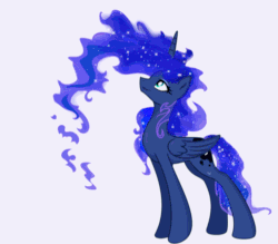 Size: 1167x1024 | Tagged: safe, artist:equum_amici, artist:kp-shadowsquirrel, artist:spier17, princess luna, alicorn, pony, g4, animated, cinemagraph, ethereal mane, female, flowing mane, mare, simple background, smiling, solo, white background