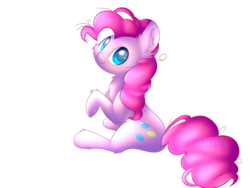 Size: 1600x1200 | Tagged: dead source, safe, artist:bambisbaby, pinkie pie, g4, chest fluff, female, fluffy, simple background, solo, transparent background, watermark