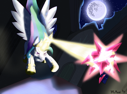 Size: 3000x2222 | Tagged: safe, artist:mcnum, princess celestia, g4, element of magic, female, high res, magic, solo