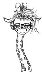 Size: 500x857 | Tagged: safe, artist:madhotaru, oc, oc only, oc:twiggy, giraffe, animated, frown, looking at you, monochrome, solo, unamused, wat, wiggle