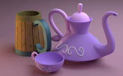 Size: 1000x614 | Tagged: safe, artist:3d thread, 3d, 3d model, blender, cup, mug, no pony, tankard, teacup, teapot, wip