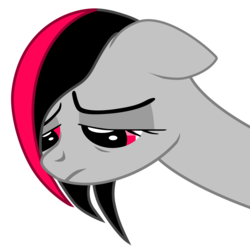 Size: 3060x3060 | Tagged: dead source, safe, artist:afterman, artist:rd924, oc, oc only, oc:miss eri, black and red mane, high res, looking down, sad, solo, two toned mane