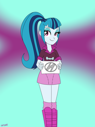 Size: 1800x2400 | Tagged: safe, artist:mofetafrombrooklyn, sonata dusk, equestria girls, g4, my little pony equestria girls: rainbow rocks, female, hyundai, hyundai sonata, looking at you, pun, solo, visual pun