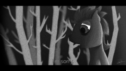 Size: 1920x1080 | Tagged: safe, artist:zeeponi, soarin', g4, grayscale, male, monochrome, solo, static, tree