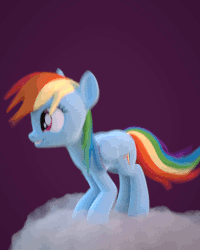 Size: 409x512 | Tagged: safe, artist:creatorofpony, rainbow dash, pegasus, pony, g4, 3d, animated, boing, bouncing, cloud, cute, dashabetes, excited, female, grin, happy, hnnng, mare, on a cloud, smiling, solo, squee, weapons-grade cute