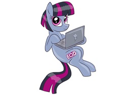 Size: 2048x1536 | Tagged: safe, artist:fiona brown, oc, oc only, equestria daily, computer, laptop computer, logo, mascot, solo
