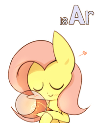 Size: 800x1000 | Tagged: safe, artist:joycall6, part of a set, fluttershy, series:joycall6's periodic table, g4, argon, blushing, cute, eyes closed, female, glowing, heart, lightbulb, periodic table, shyabetes, smiling, solo